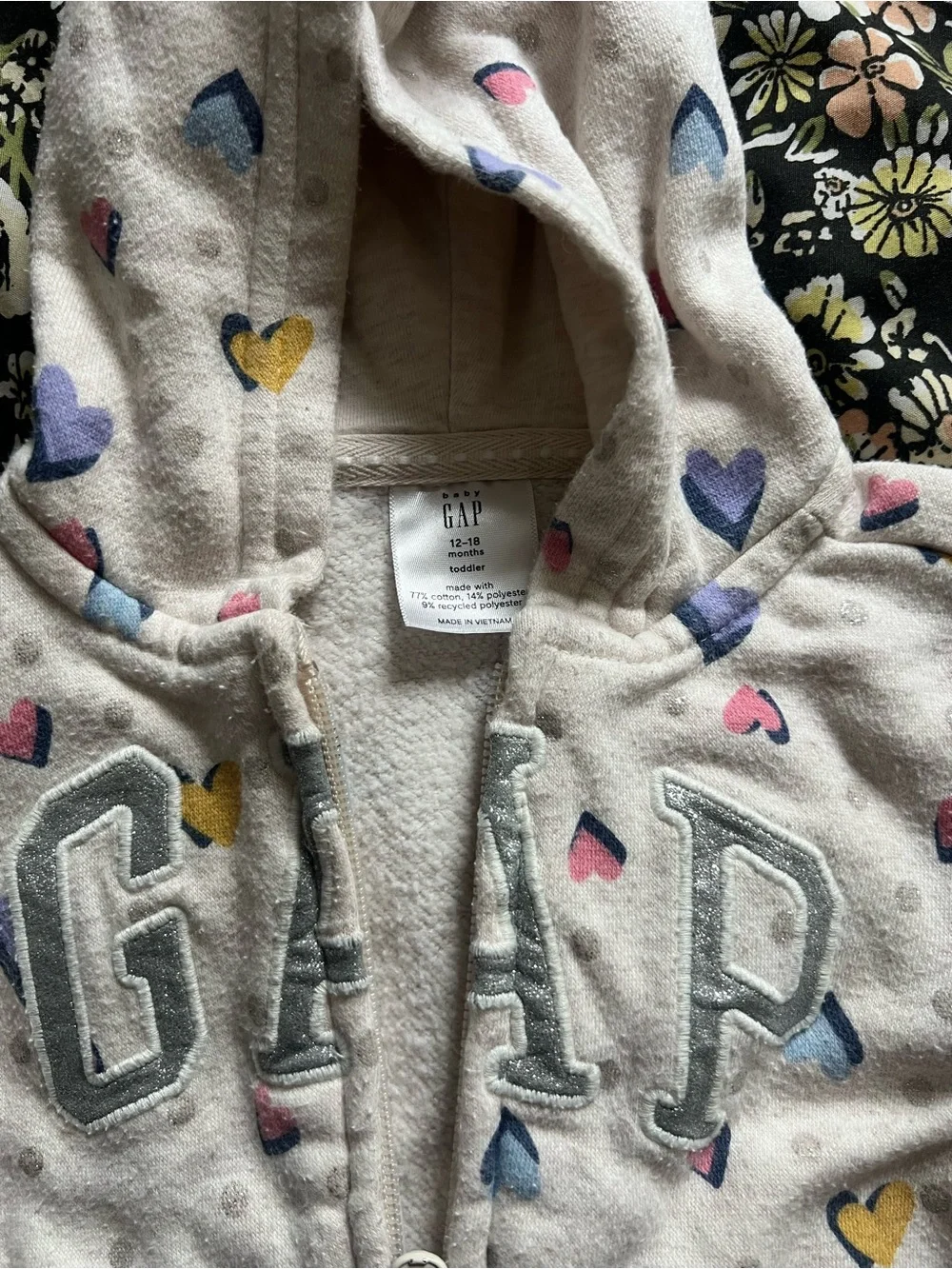 Gap Zip Up Sweatshirt with Hearts